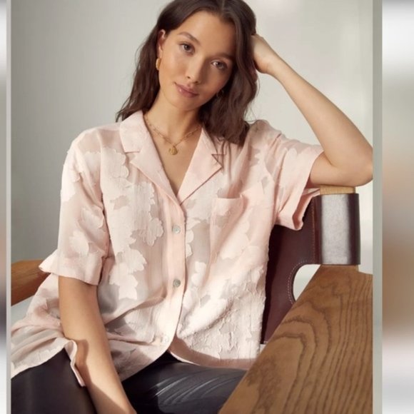 Aritzia Tops - Aritzia Wilfred Soft Blush Pink Embroidered Atticus Blouse Size S NWT